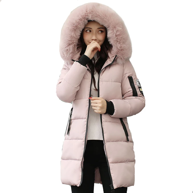 

2023 new hooded loose long women winter jacket with fur collar warm thick parka cotton padded female fashion womens coat parkas