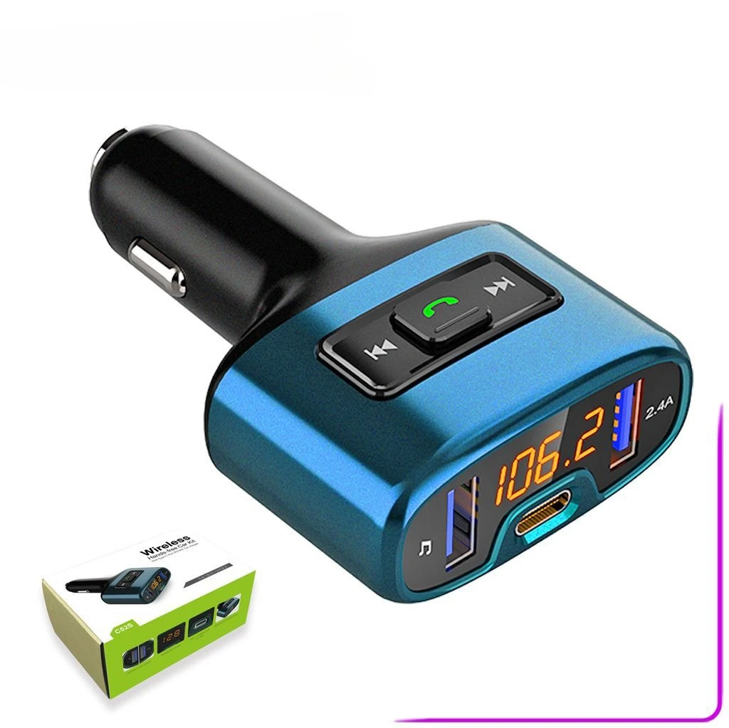 

C52s Car Bluetooth Player PD Fast Charge 2.4A Charging LED Display Battery Voltage Detection U Disk Play Song