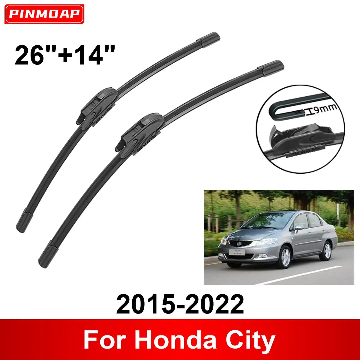 

Car Wiper for Honda City 2015-2022 26" + 14" Front Rear Wiper Blades Brushes Cutter Accessories 2017 2018 2019 2020 2021 2022