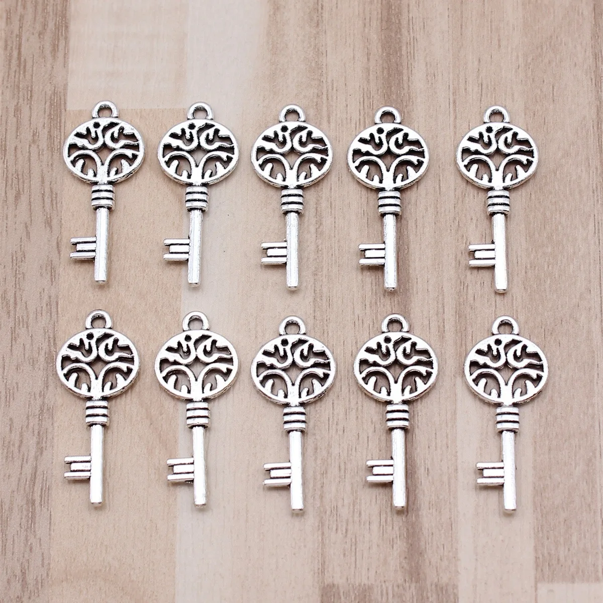 IFOCUS 10pcs/Lot Key Charms For DIY Jewelry Making Zinc Alloy 11x27mm/0.43x1.06inch