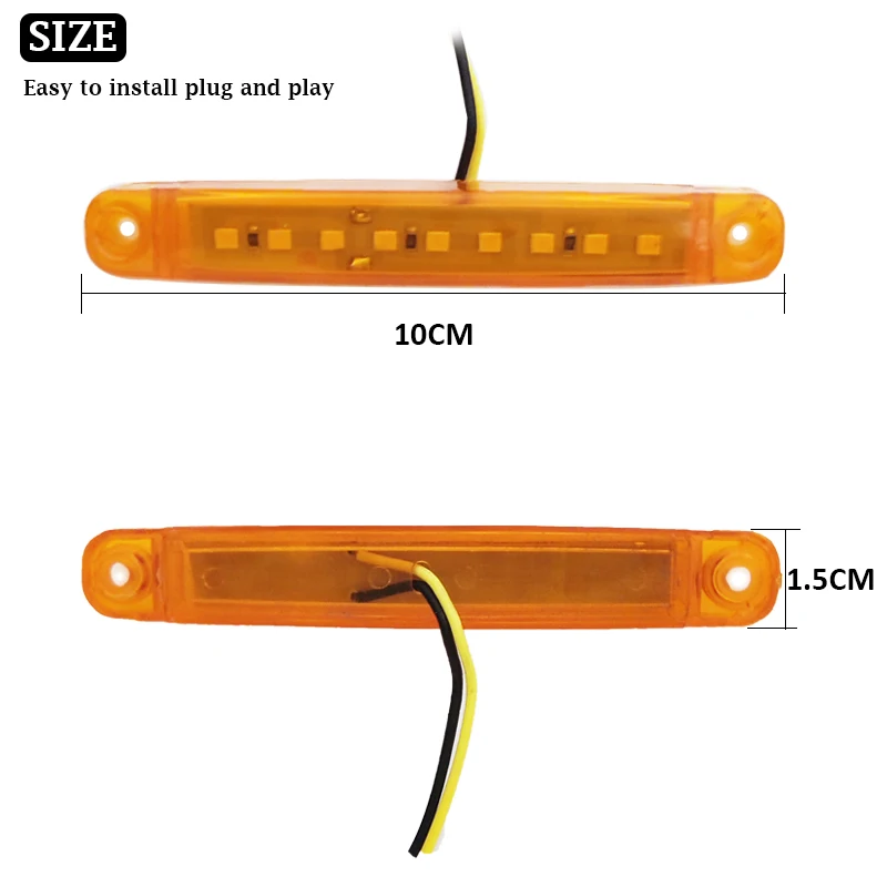 10 Stuks 9 Smd Licht Ovale Vrije Oplegger 24V Vrachtwagen Vrachtwagen Caravan Camion Led Zijmarker Indicator Lampje 12V Lucas Remolque