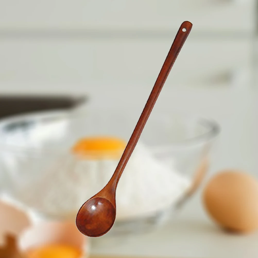 1 قطعة ملعقة خشبية 33 سنتيمتر مقبض طويل الطبيعية الغذاء الصف اثارة ملعقة للطبخ خلط الأرز الخضروات الأسطح غير عصا #4