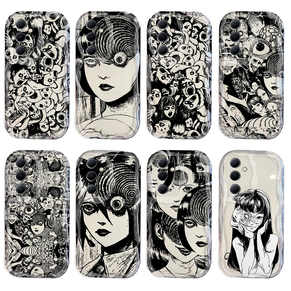 Comics Junji Ito Terror Horror 3D Wave Phone Case For Samsung Galaxy S24 S23 S21 S20 FE Plus Ultra 4G 5G Soft Silicone Cover