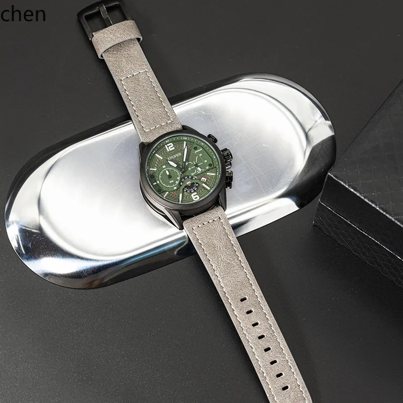 DSA  Men's Six-Hand Series Watch Fashionable Versatile Business Sports Multifunctional Leather Strap Quartz Watch Waterproof