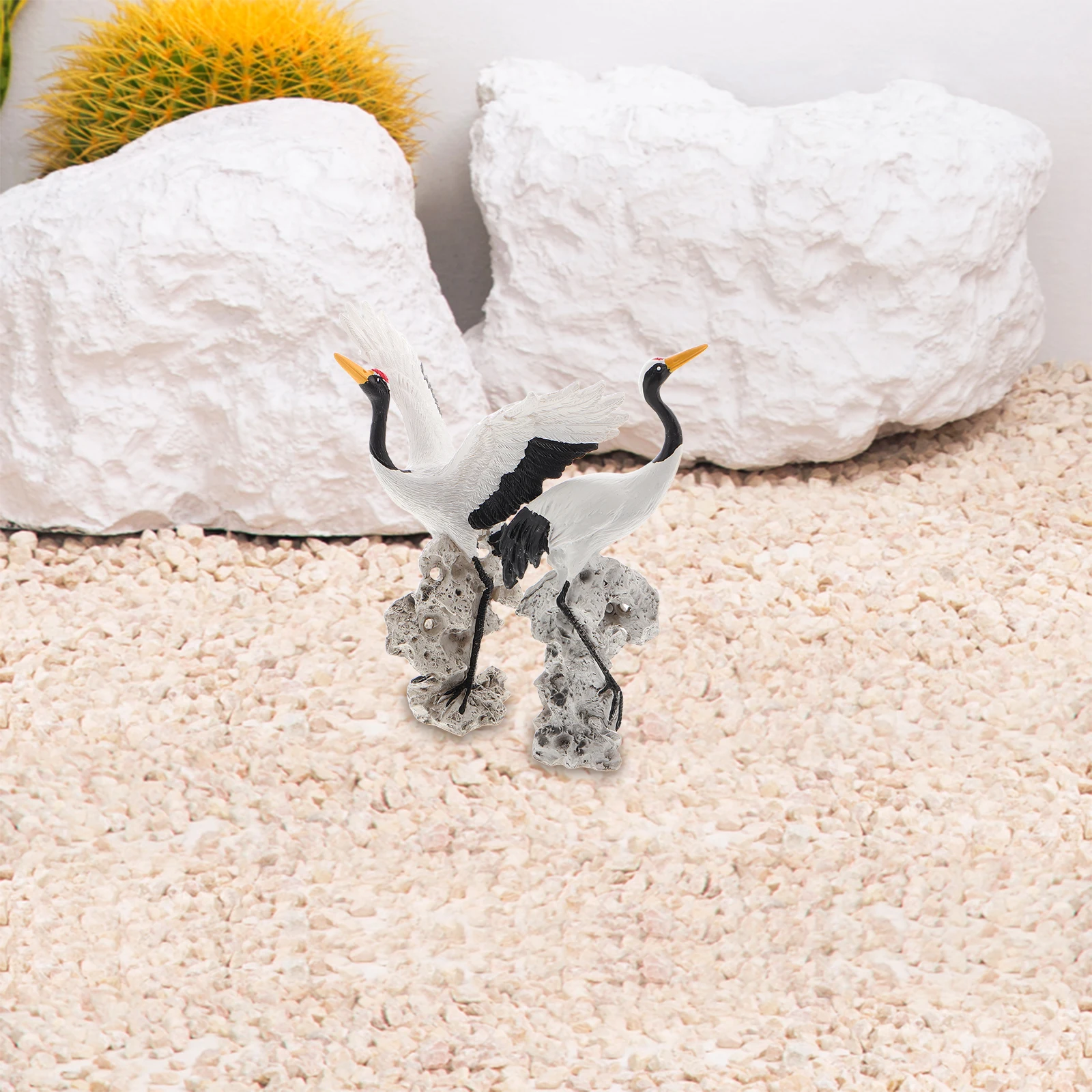 

2PCS Realistic Crane Figurines for Home Decoration Lifelike Bird Statues for Garden Bonsai Micro Landscape Decor