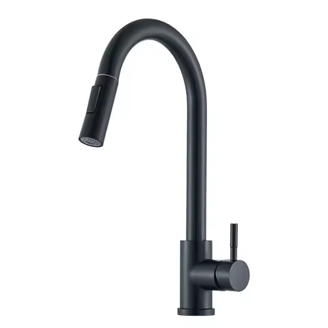 Black Pull Out Kitchen Faucet Deck Mounted Flexible Hot And Cold Water Kitchen Sink Mixer Tap With Stream Shower Modes Nozzle