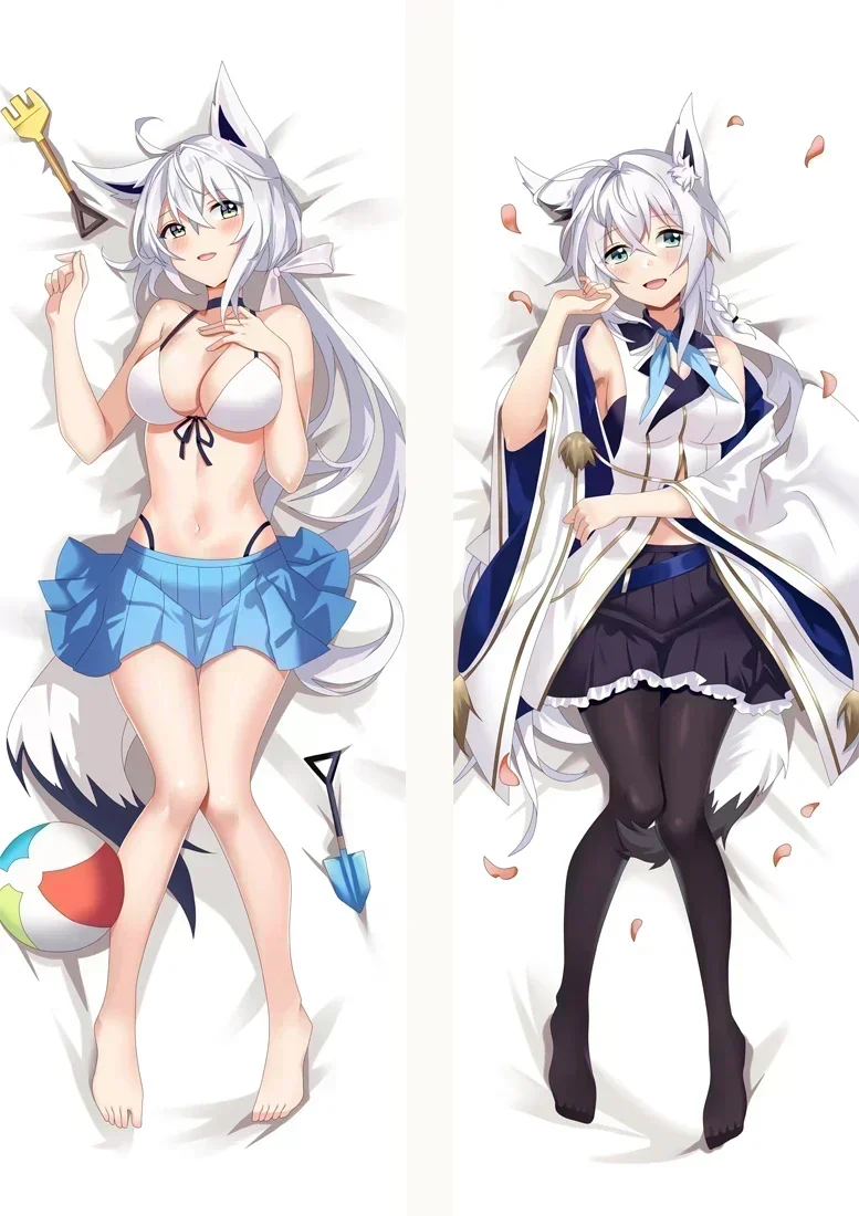 

Anime Decor Pillow Case VTuber Meme Queen Shirakami Fubuki Dakimakura 2-Side Print Pillowcase Body Cushion Cover Otaku Waifu