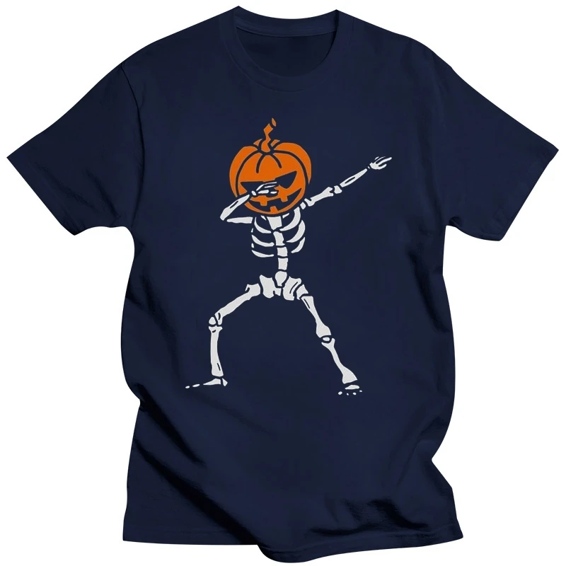 Halloween Dab Jack O' Lantern Dabbing Pumpkin Skeleton T-Shirt Funny Loose Size Top Tee Shirt