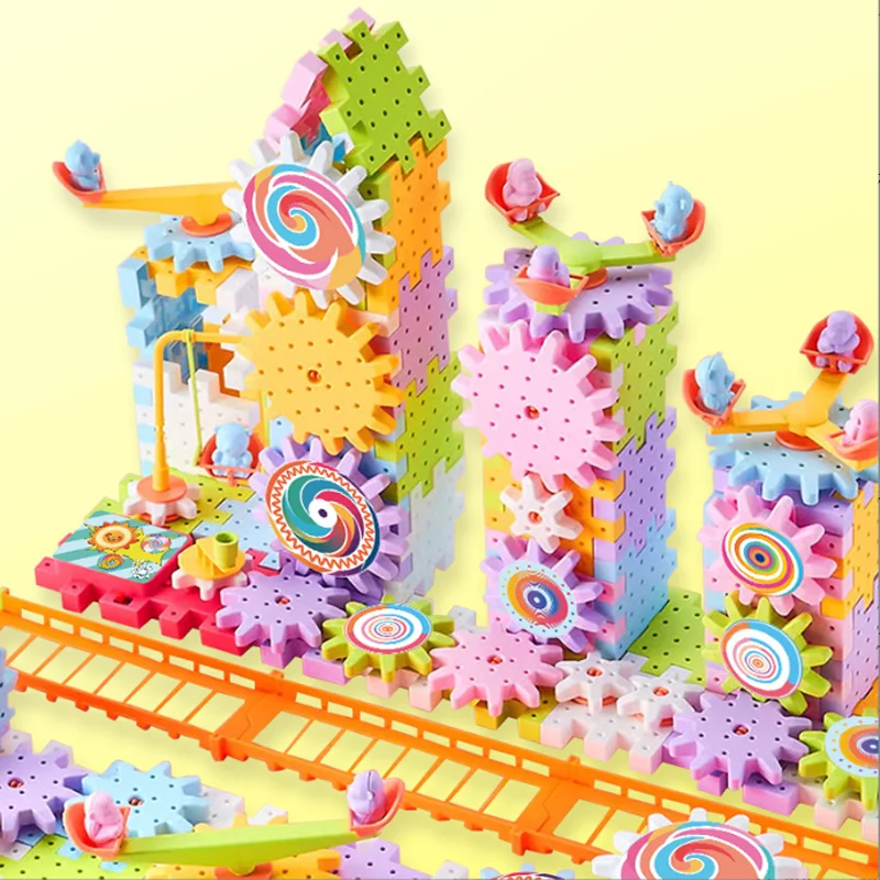 

Educational Electric Building Blocks Rotating Mechanical Gears DIY Set Toys For Children Intelligence Assembly Toy
