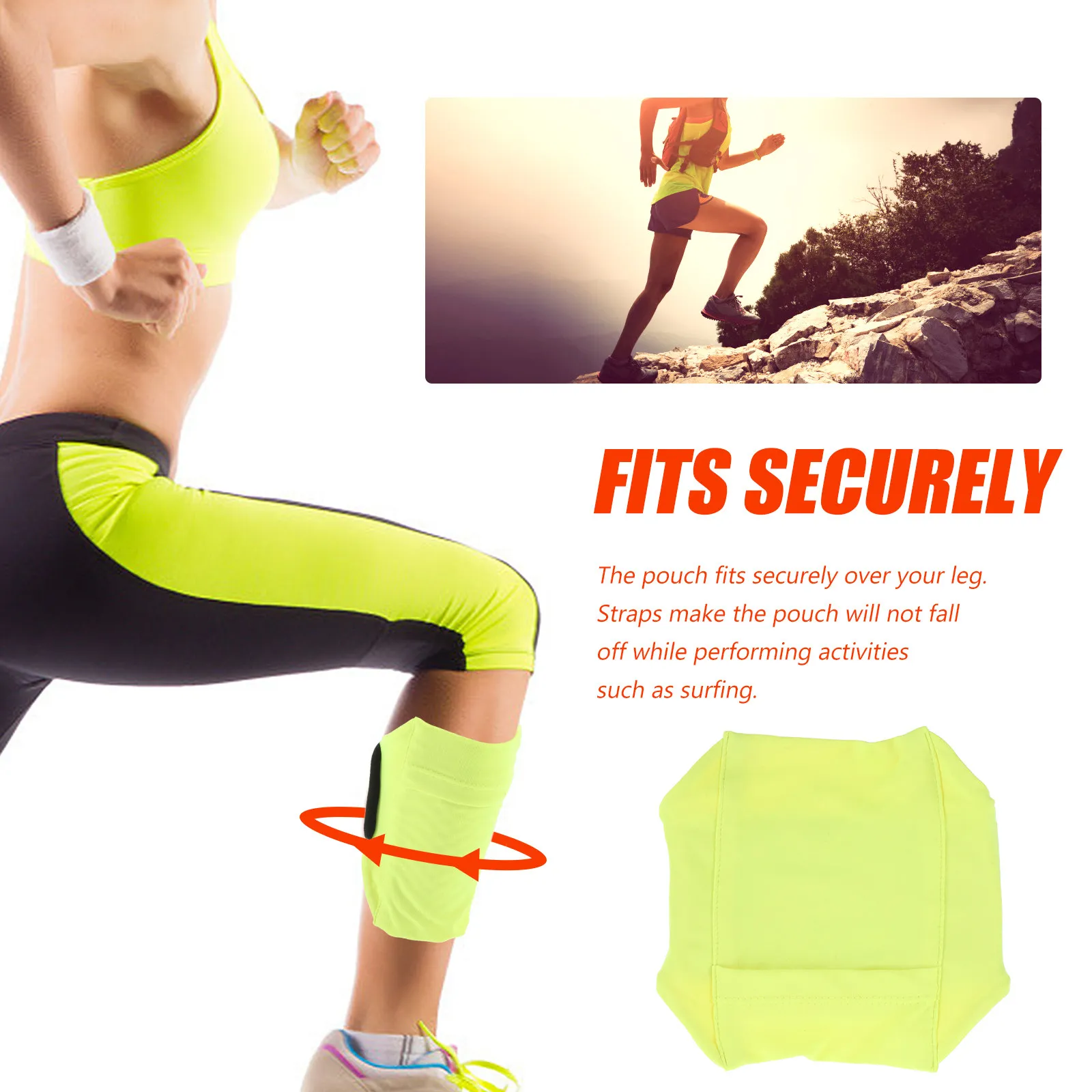 Universal Leg Phone Holder Elastic Sports Running Belt Bag for Cell Phone Keys Gym Walking Secure Bounce Free