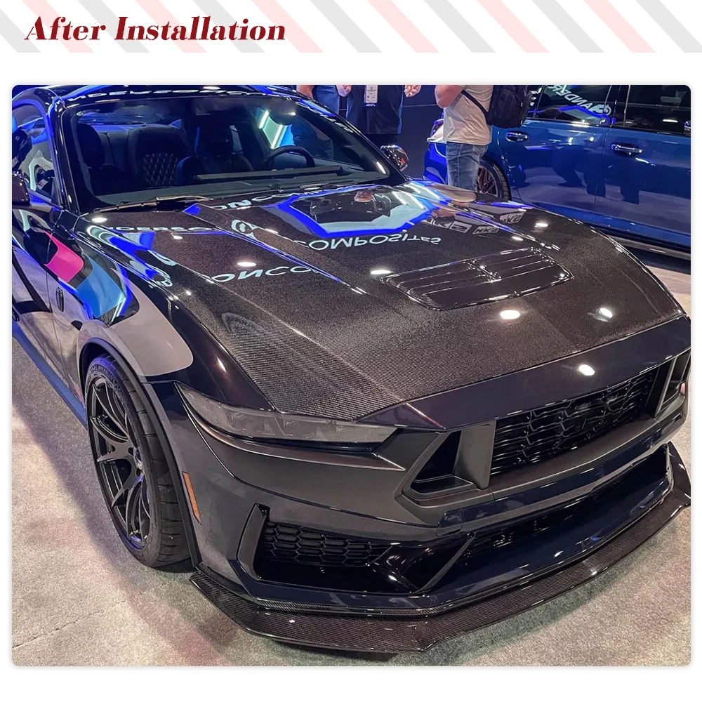 Car Front Bumper Lip  Carbon Fiber Body Kits For Ford Mustang Dark Horse 2024 Front Bumper Spoiler Apron Lip Chin Protection