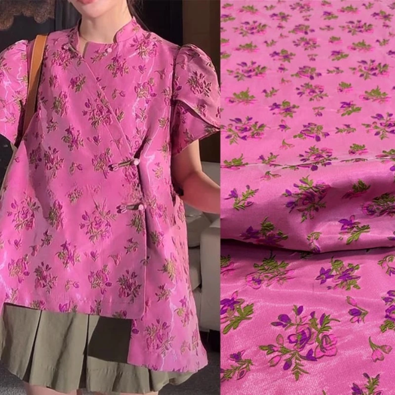 National Style Concave Convex Three-dimensional Relief Small Floral Color Woven Jacquard Brocade Jacket Cheongsam Fabric