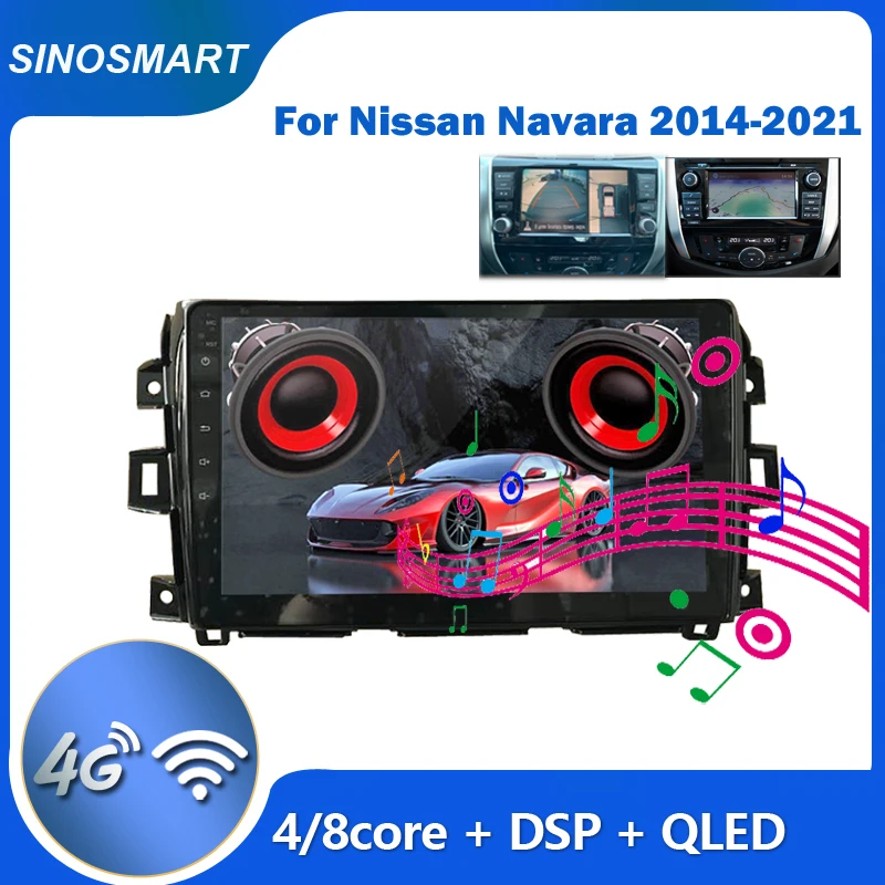 SINOSMART Autoradio GPS Android pour Nissan NP300 Navara / Renault Alaskan 2014–2023 | OEM BOSE, Caméra 360°, PA | Conduite à G/