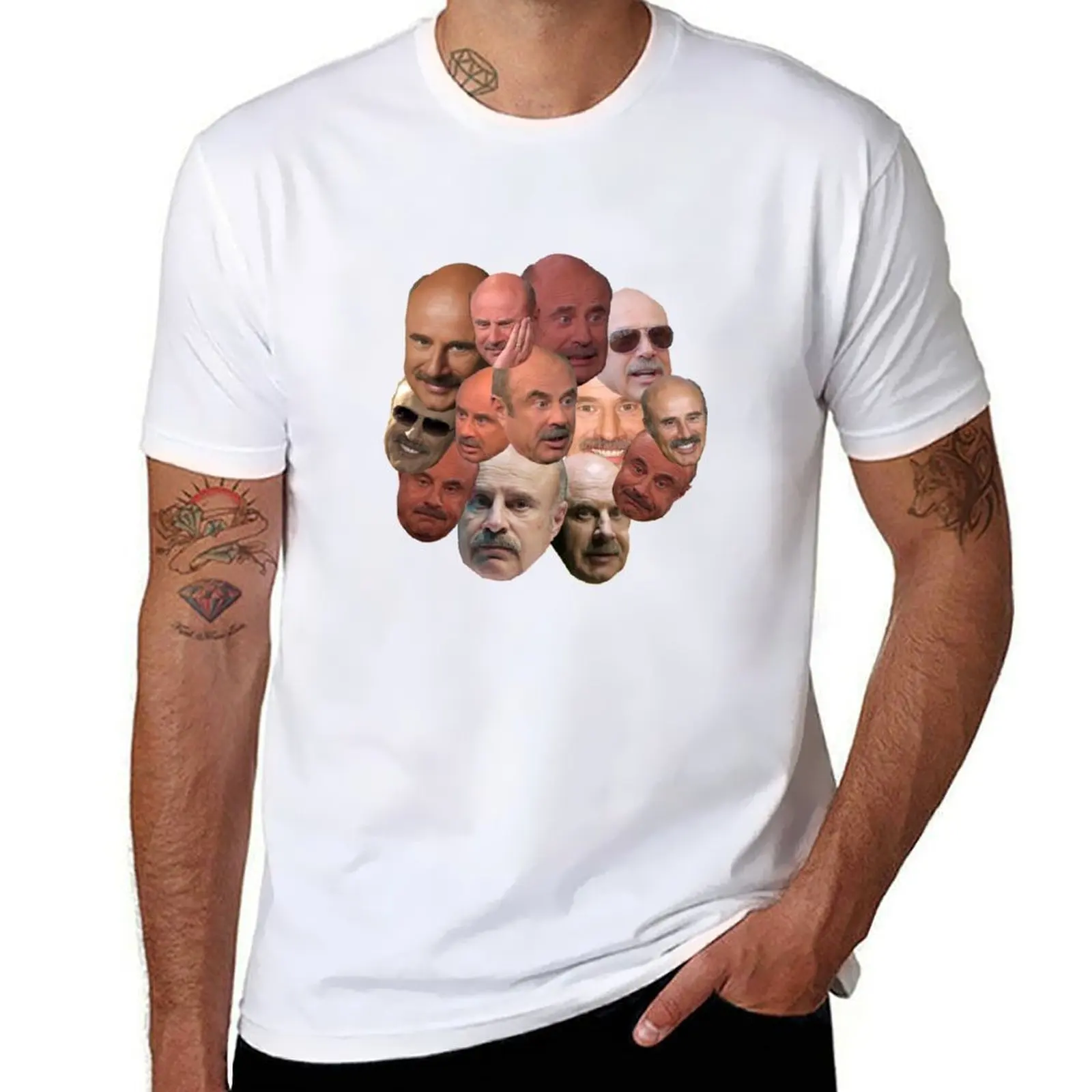 

The Many Faces of Dr. Phil T-Shirt man graphic t shirt t shirts for man cotton soft T-Shirt