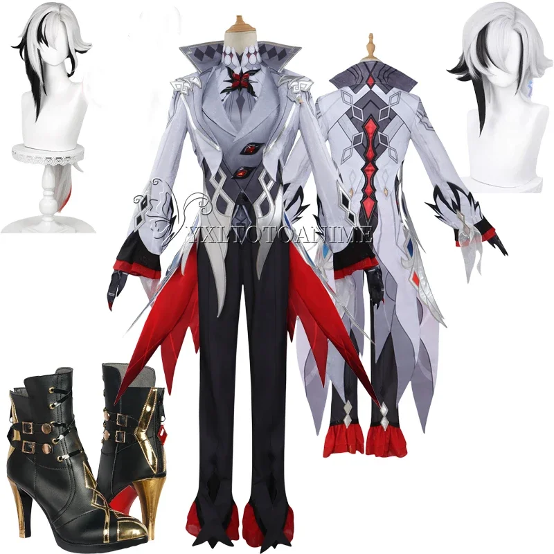 Новая версия Harlequin Косплей Костюм Genshin Impact Fatui The Knave Uniform Eleven Fatui Harbingers Arlecchino Outfit