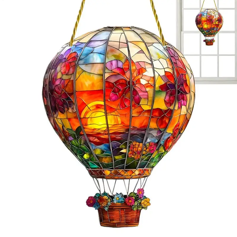Heißluftballon-Sonnenfänger, Acryl-Wandaufhängung, farbiges Dekor, Innenfensterdekoration, zum Aufhängen, Kunst für drinnen und draußen