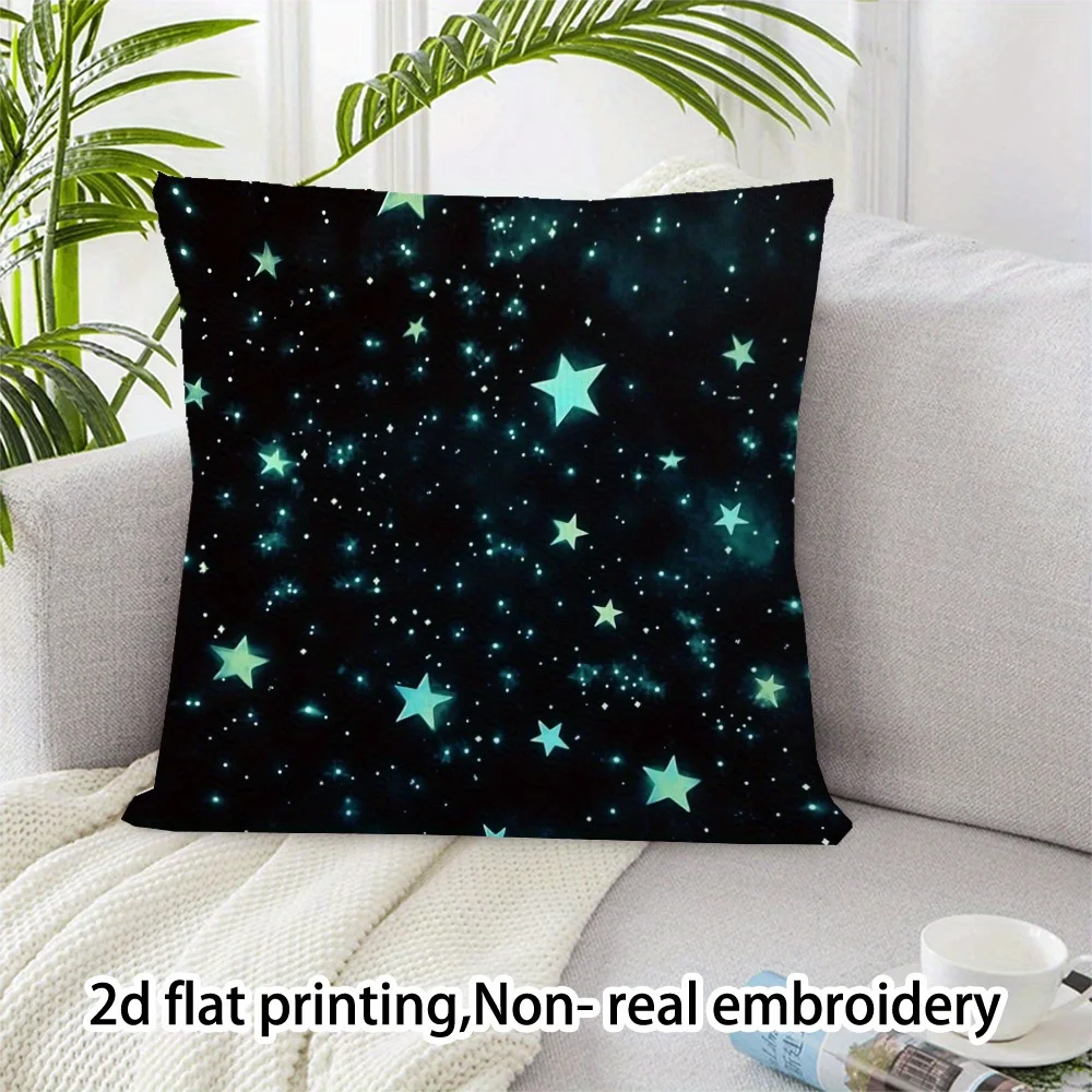 Modern Luminous Stars Pillow Case Double-Sided 2D Flat Printed Decorative Cushion Cover, Machine Washable Home Office Decor, 1PC