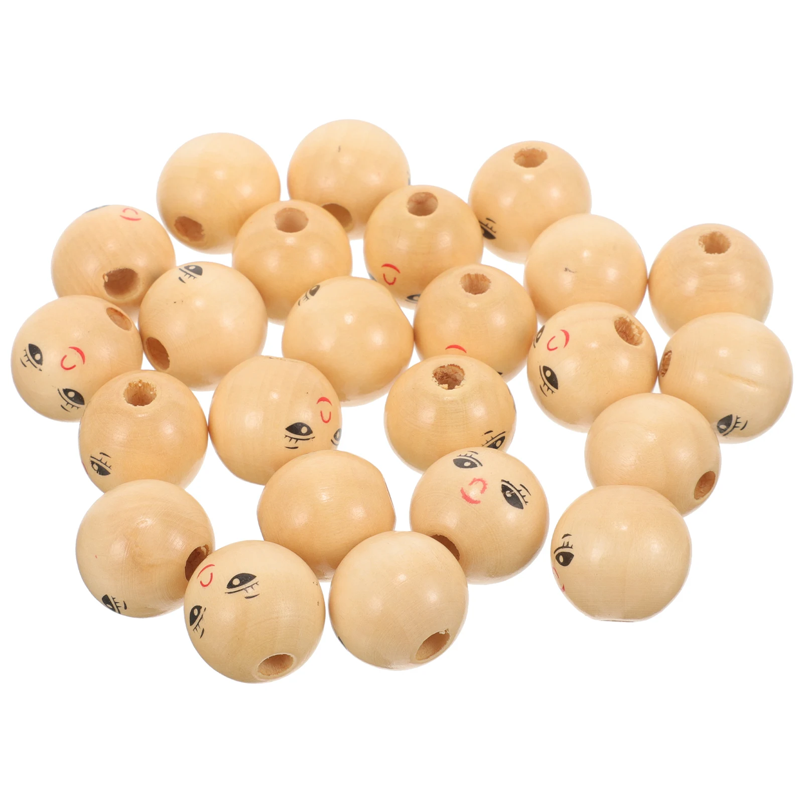 

50pcs Smile Face Wood Beads 0.86 Inch Unfinished Wooden Craft Beads For Diy Jewelry Making Handmade Bracelets Kids Crafts