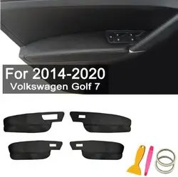 For Volkswagen Golf 7 mk7 2014 2015 2016 2017-2018 -2020 Microfiber Leather Car Door Armrest Panel Protective Cover Car Interior