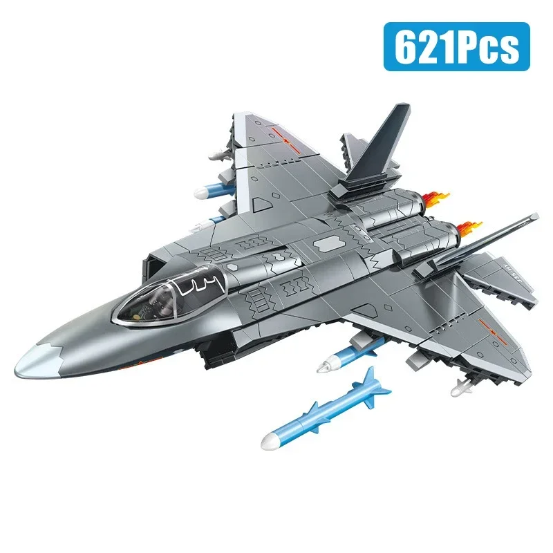 621Pcs J35 Shipborne Aircraft Model Building Blocks Military Airplane With Pilot MOC Bricks Toys Children Adult Gifts