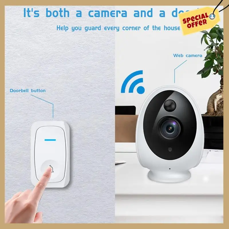 جرس الباب اللاسلكي لقد وضعت طلباتي ترقية 2 في 1 ذكي 2-Way صوت جرس الباب كاميرا جرس الباب فائق الوضوح، متين