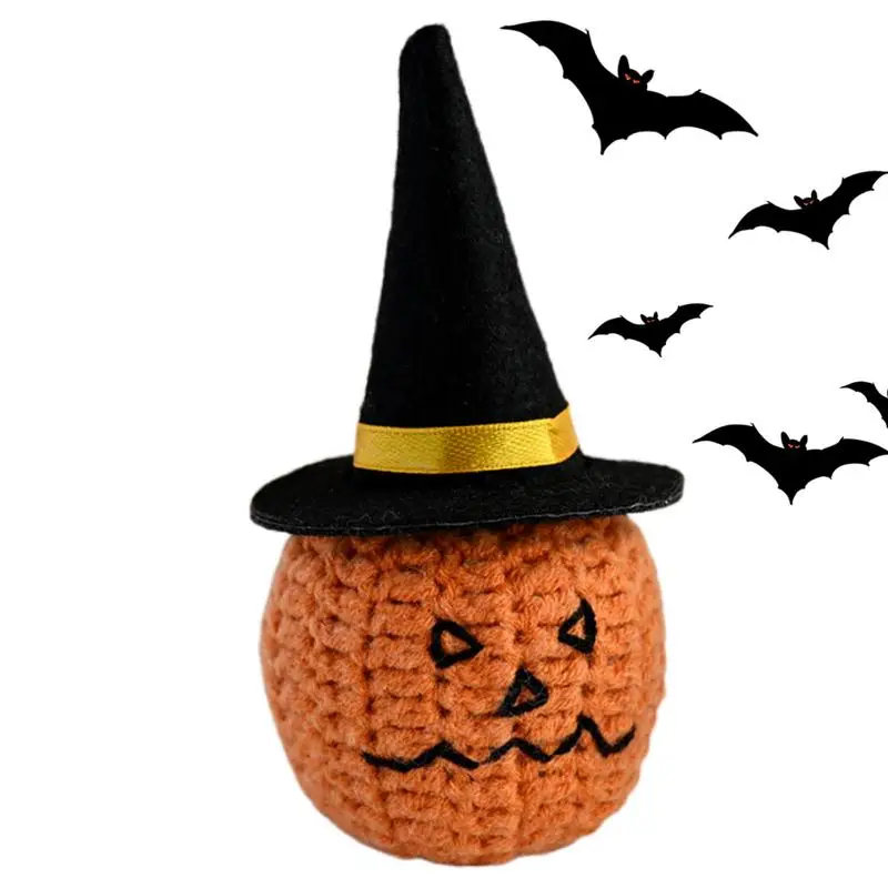 

Halloween Pumpkins Crochet Small Pumpkin Cute Knitted Toy Ornaments Art Funny Car Ornament Comfortable Knitted Doll In Orange