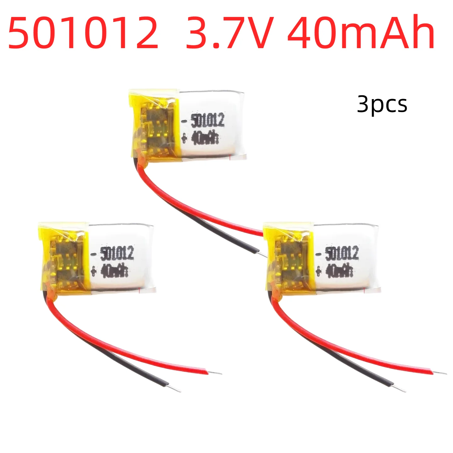 

3PCS 3.7V 40mAh 501012 Lipo Battery for Bluetooth Headset Smart Band Video Recording Pen MP3 GPS Rechargeable Lithium Polymer