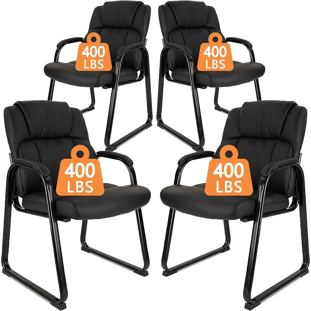 

Прочное кожаное кресло Executive с мягкими подлокотниками и основанием для саней, вместимость 400 фунтов, идеально подходит для офиса, конференций и комнат ожидания,