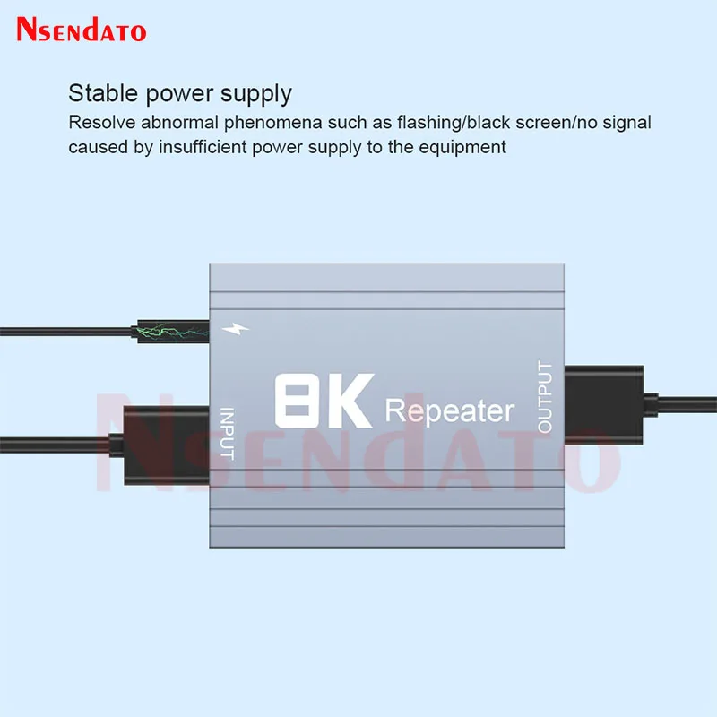 Rozdzielacz i wzmacniacz sygnału HDMI 2.1, 20M, 8K, 1080P@60HZ, 4K, adapter przedłużający, obsługa HDCP2.3, do telewizora — zdjęcie produktu 4