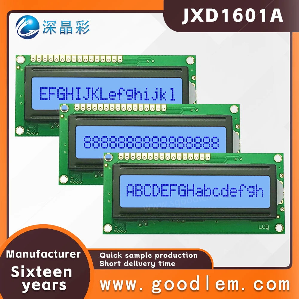 Wholesale sales Character type lcd display module JXD1601A STN Gray Positive 16X1 lattice small screen led backlight