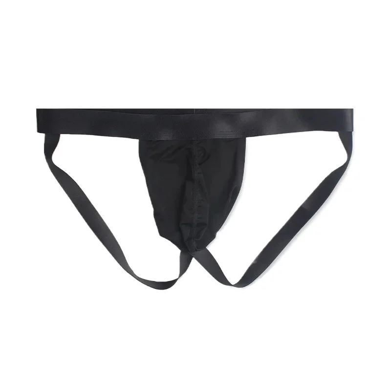 Sexy Jockstrap-Tanga für Herren, Eisseide, nahtlos, ultradünn, für Schwule, U-konvexer Beutel, Unterwäsche, leicht, offener Hintern, Porno-Unterhose