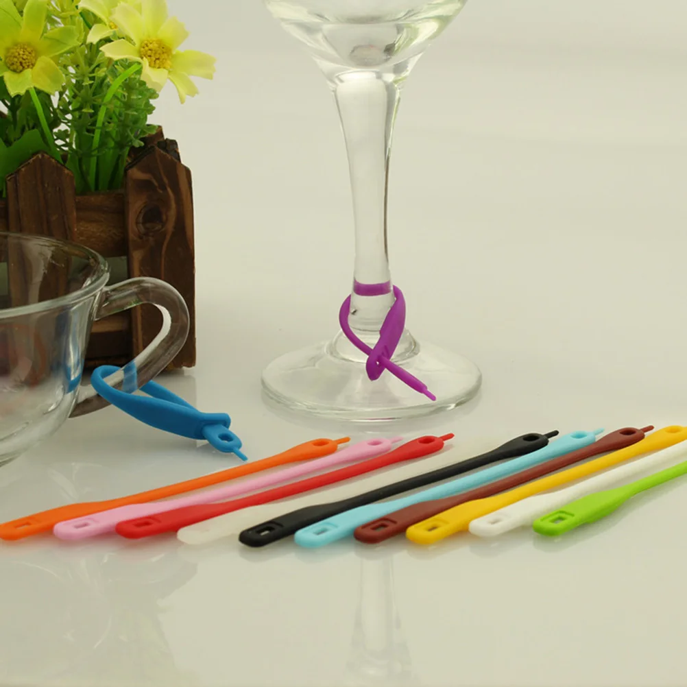 

12pcs Silicone Wine Glass Marker Food Grade Eco-Friendly Non- Identifier Decorative Party Drink Sign Glass