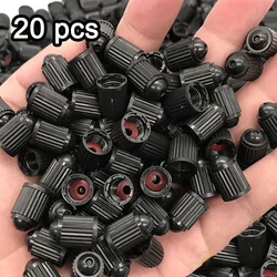 20 pçs válvula de pneu de carro plástico preto tampas de válvula de pneu de bicicleta com anel de borracha o cobre forma cúpula válvula de poeira para motocicletas de carro