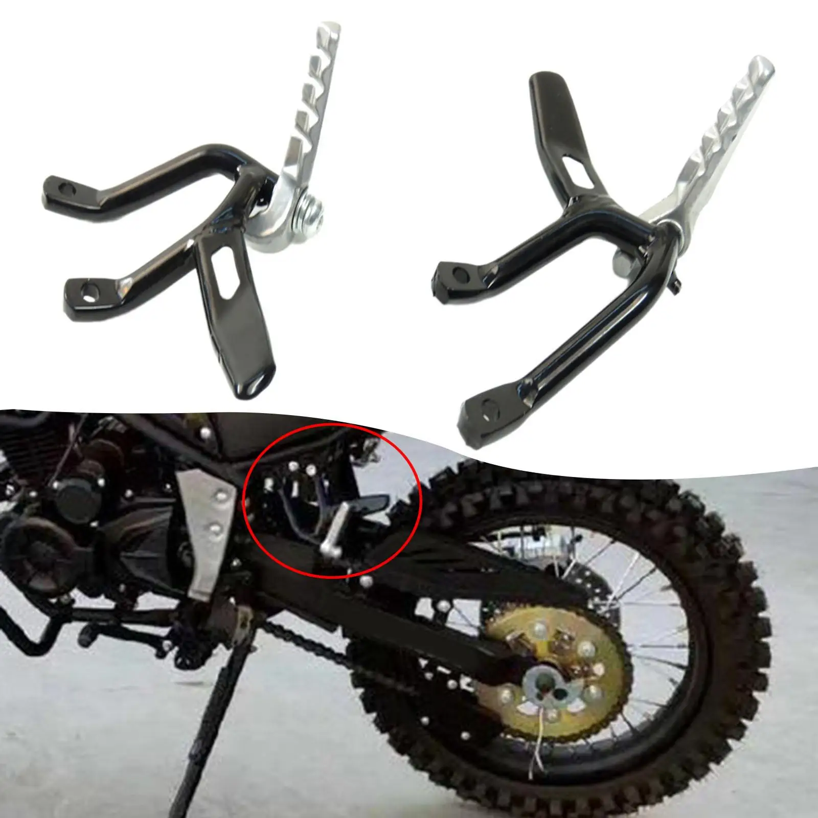 2x Motorcycle Rear Passenger Foot Pegs Professional Easy to Install Replaces Spare Parts Foldable Footrest Motorcycle Footrest