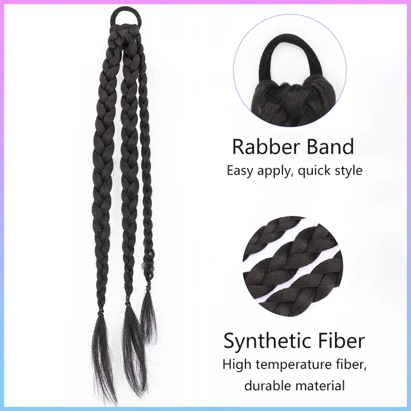 Boxing Braids Synthetic Summer HairPicecs Clip-on Hair Extensions for Women Braided Hairstyle Natural Hair Colors Ponytails