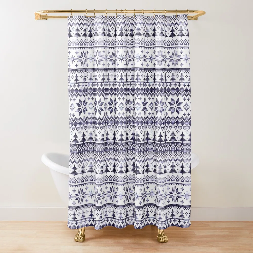 

Winter Sweater Fair Isle Shower Curtain Funny Shower Waterproof Shower Bathroom Box Curtain