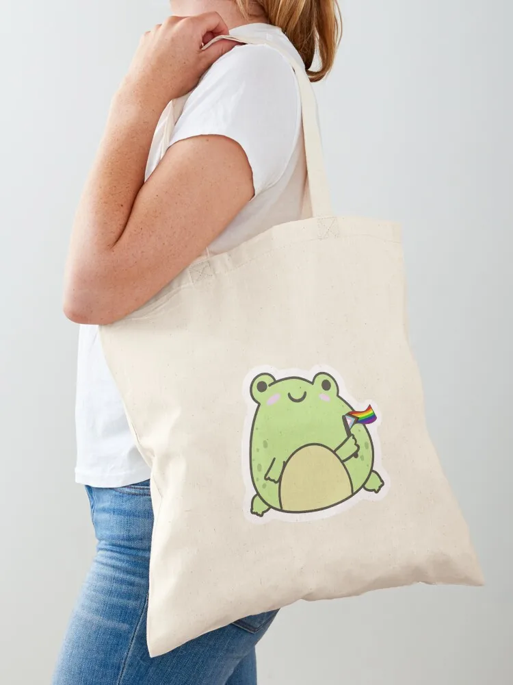 

progress pride frog Tote Bag Big bag women reusable shopping bags Fabric bag tote men