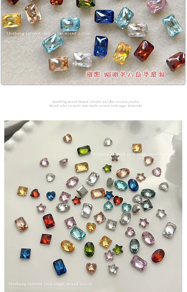 YYM 20 Stück Glänzende Diamant-Nagelkunst-Charms Bunte Flache Glas-Nagelsteine Gemischte Größen und Farben Funkelnde Nagel-Schmucksteine – Detail 5