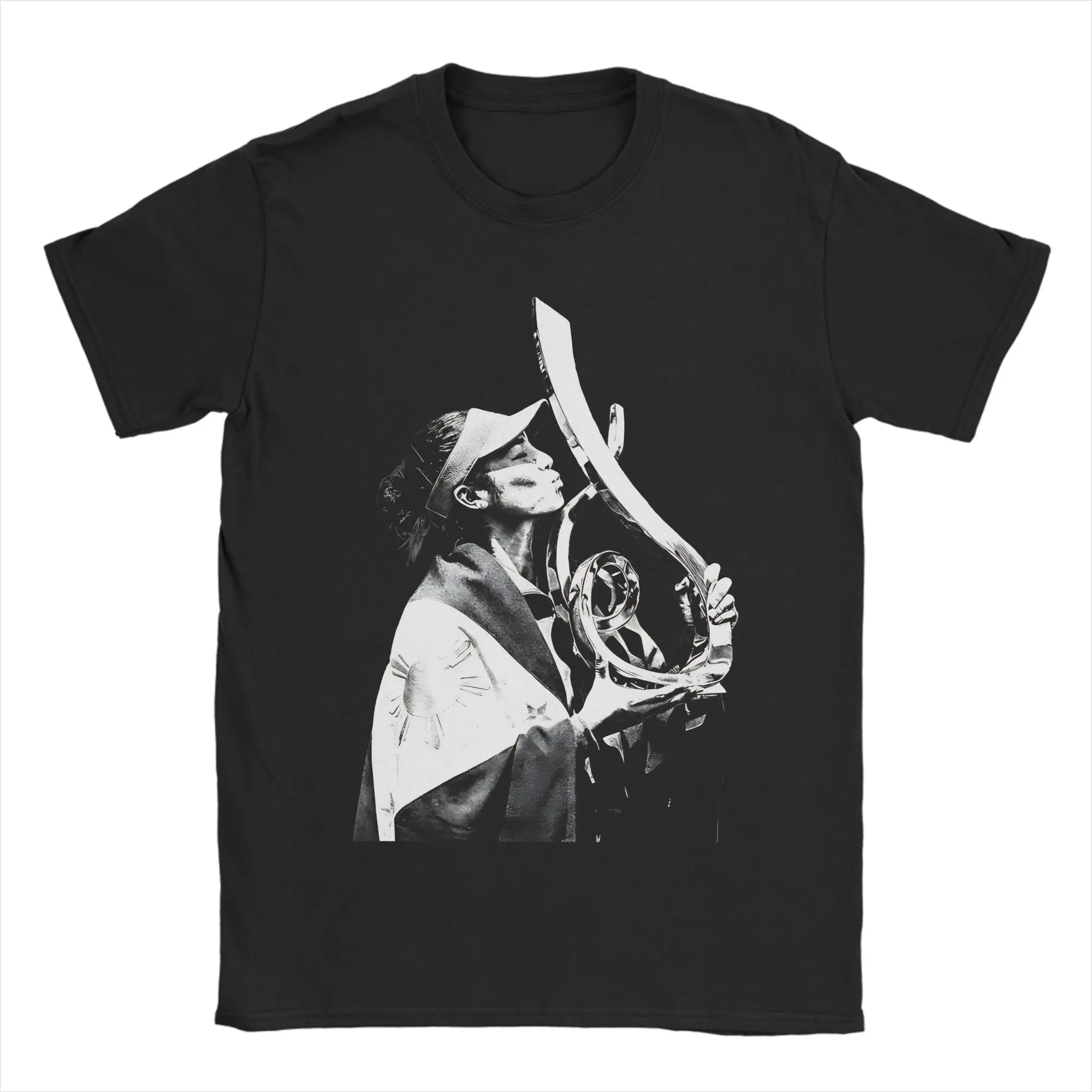 Leisure Alexandra Eala Trophy Bw Art T-Shirts Men O Neck 100% Cotton T Shirts  Short Sleeve Tee Shirt Graphic Clothing