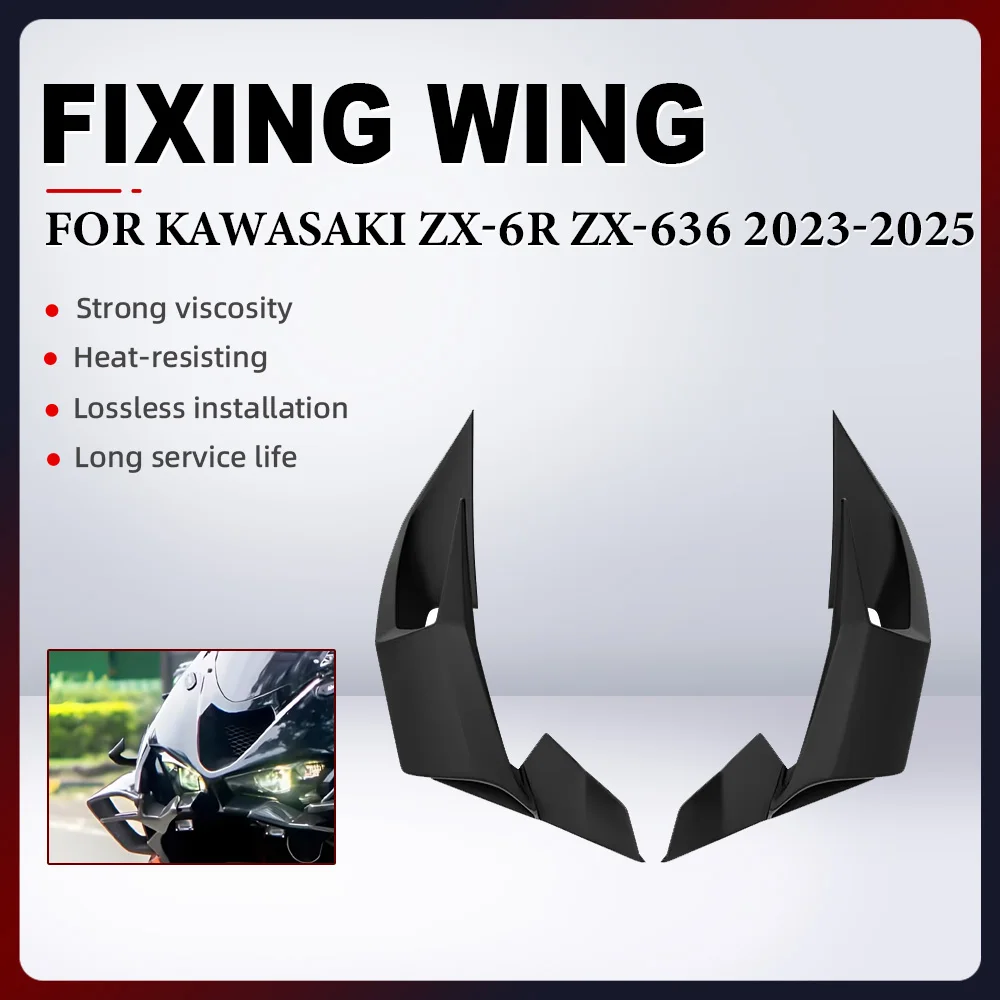 

Motorcycle Aerodynamic Fixed Wing Spoiler For KAWASAKI ZX-6R ZX6R ZX-636 2023-2025 Side Winglet Windshield Wing Aileron Fairing