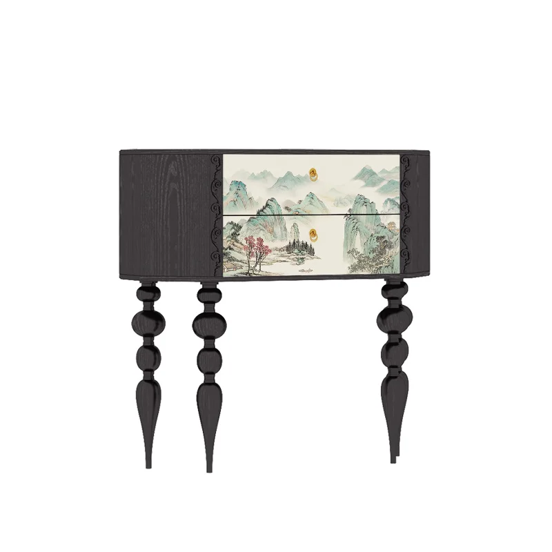 

New Chinese classical household solid wood floor-to-ceiling side cabinet, bedroom, living room storage side cabinet