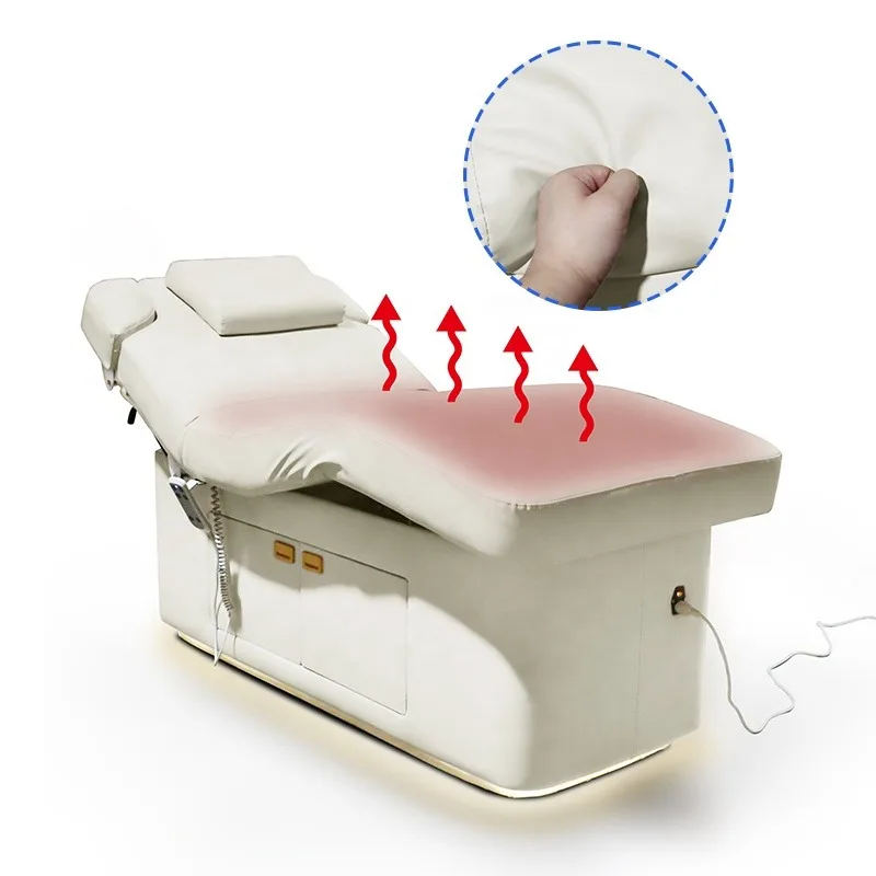 

Electric heating spa salon beauty bed 2 motor wooden cabinet medical massage bed electric massage bed