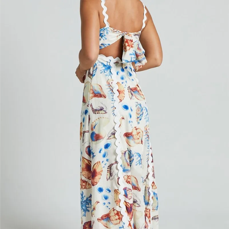 Abito estivo da donna con stampa graffiti da spiaggia 2025 Abito casual con stampa di moda sexy senza maniche e senza schienale