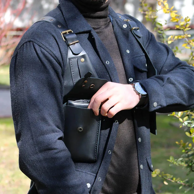 Steampunk PU Leather Harness Holster Bag Motorcycle Utility Phone Wallet Pocket Festival Travel Pouch Medieval Viking Costume