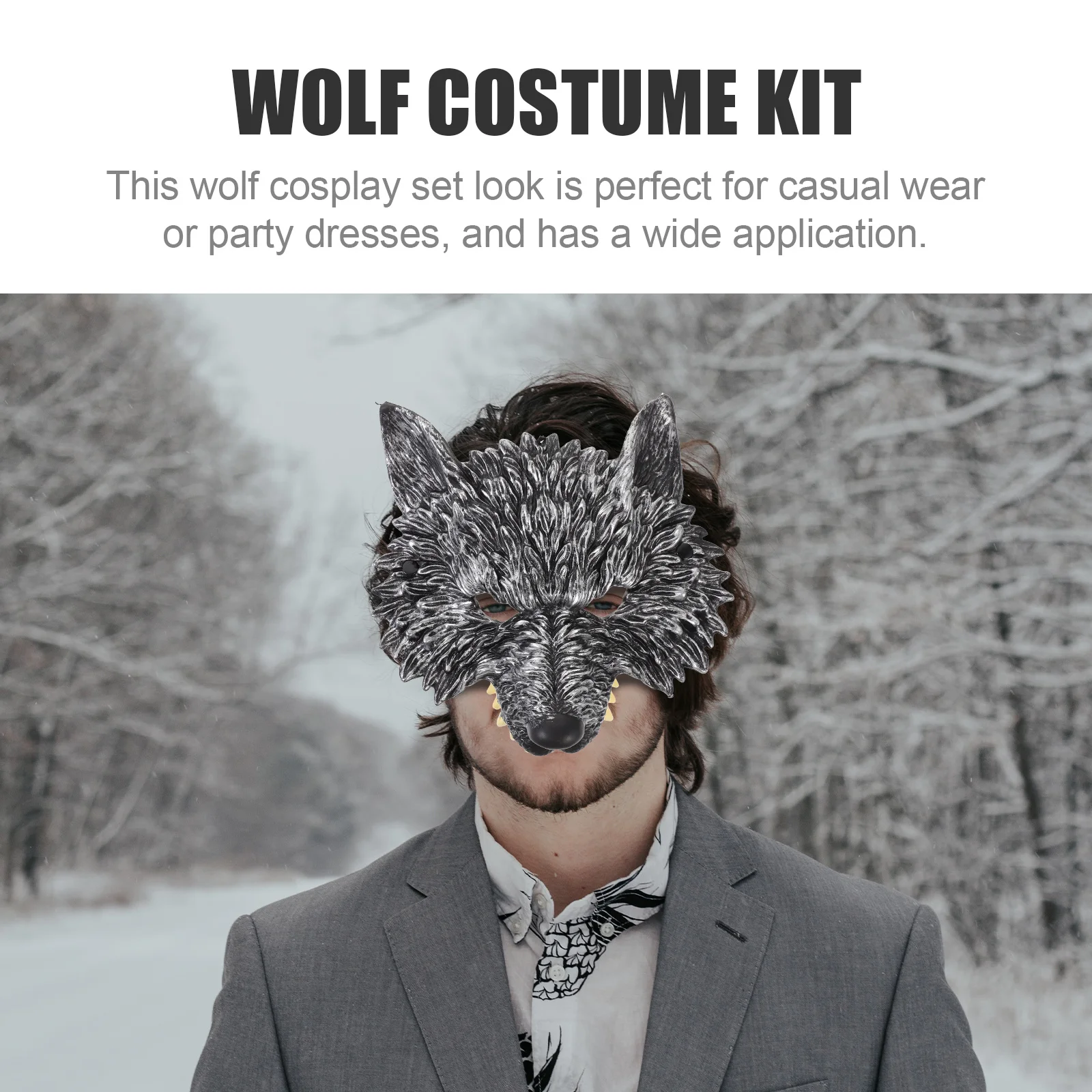 1 set 1 set kit cosplay lupo accessori per costumi animali maschera guanti coda per oggetti di scena per foto di spettacoli di feste di Natale di Halloween