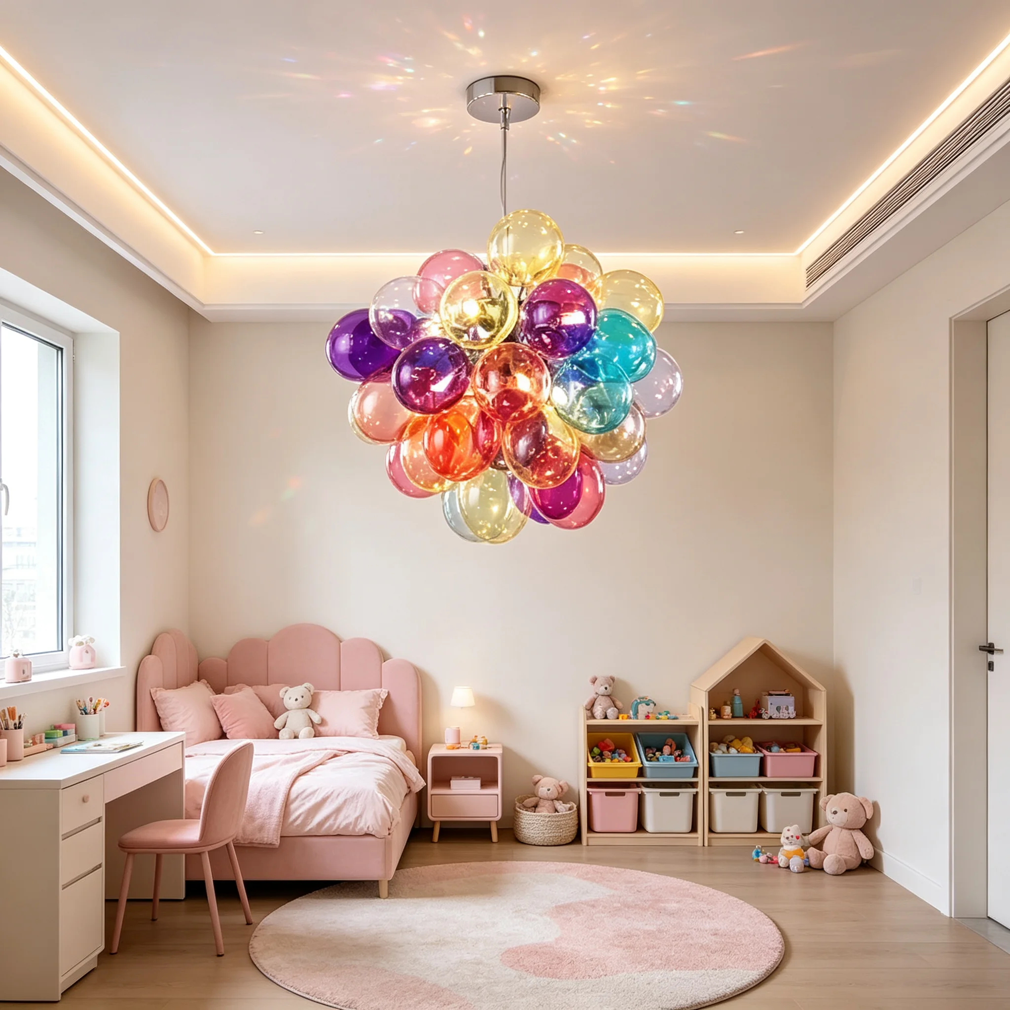 Colorful Glass Bubble Pendant Lights Living Room Decor Chandeliers Bedroom Led Hanging Lamps Playhouse Illumination Indoor Light
