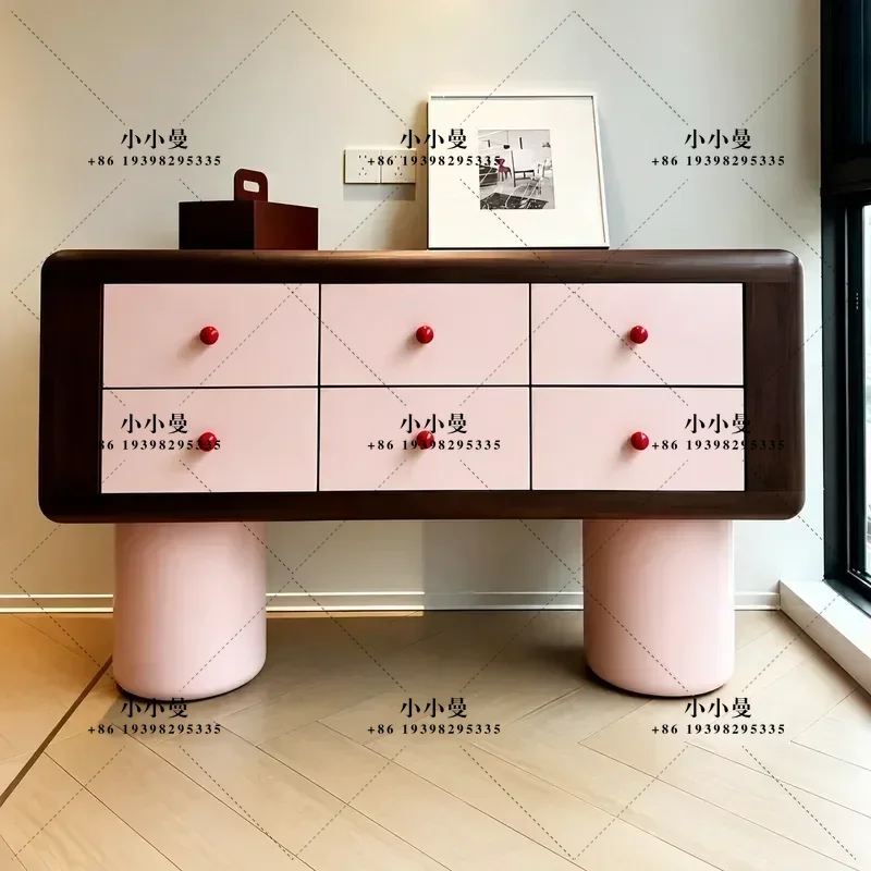 Modern Simple Pink Decorative Cabinet Small Apartment Bedroom Entrance Table Bucket Locker Storage Cabinet