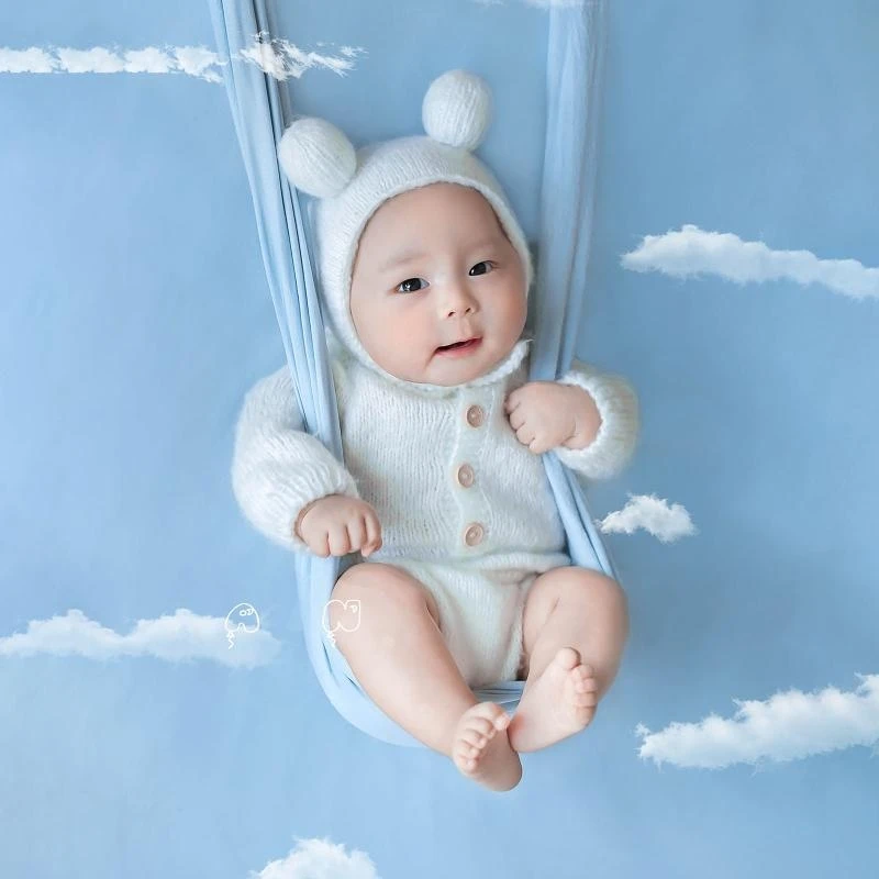 

2 Pcs Newborn Photography Props Crochet Outfit Baby Romper Hat Set Infants Photo Knit Bear Ears 15UB