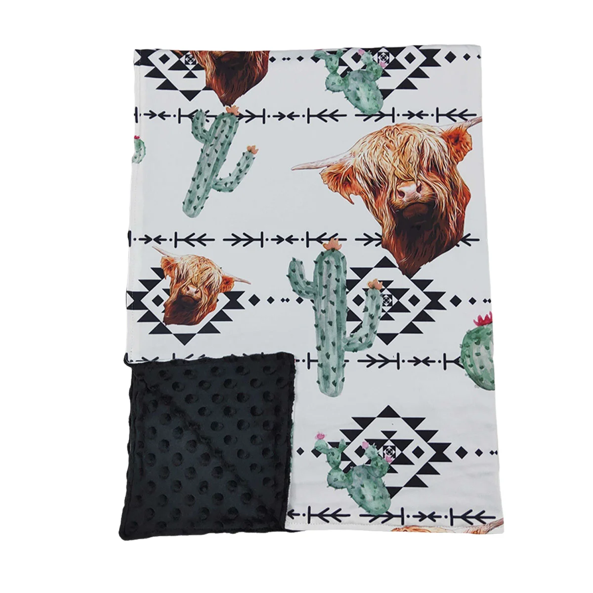 

Оптовая продажа, одеяла Minky Dots для новорожденных, детское постельное белье, флисовое одеяло в стиле вестерн Highland Cows, хлопковое фланелевое тонкое одеяло, одежда