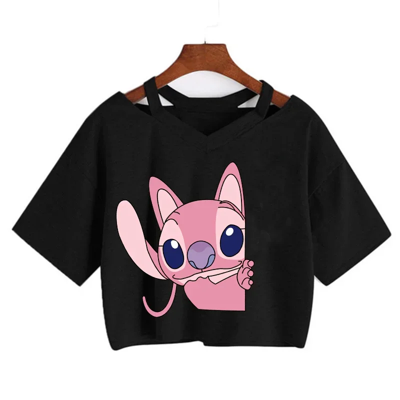 Y2k  Kawaii stitch Funny Cartoon T Shirt Women Manga T-shirt Graphic Tshirt Streetwear Crop Top Tees Female Gothic